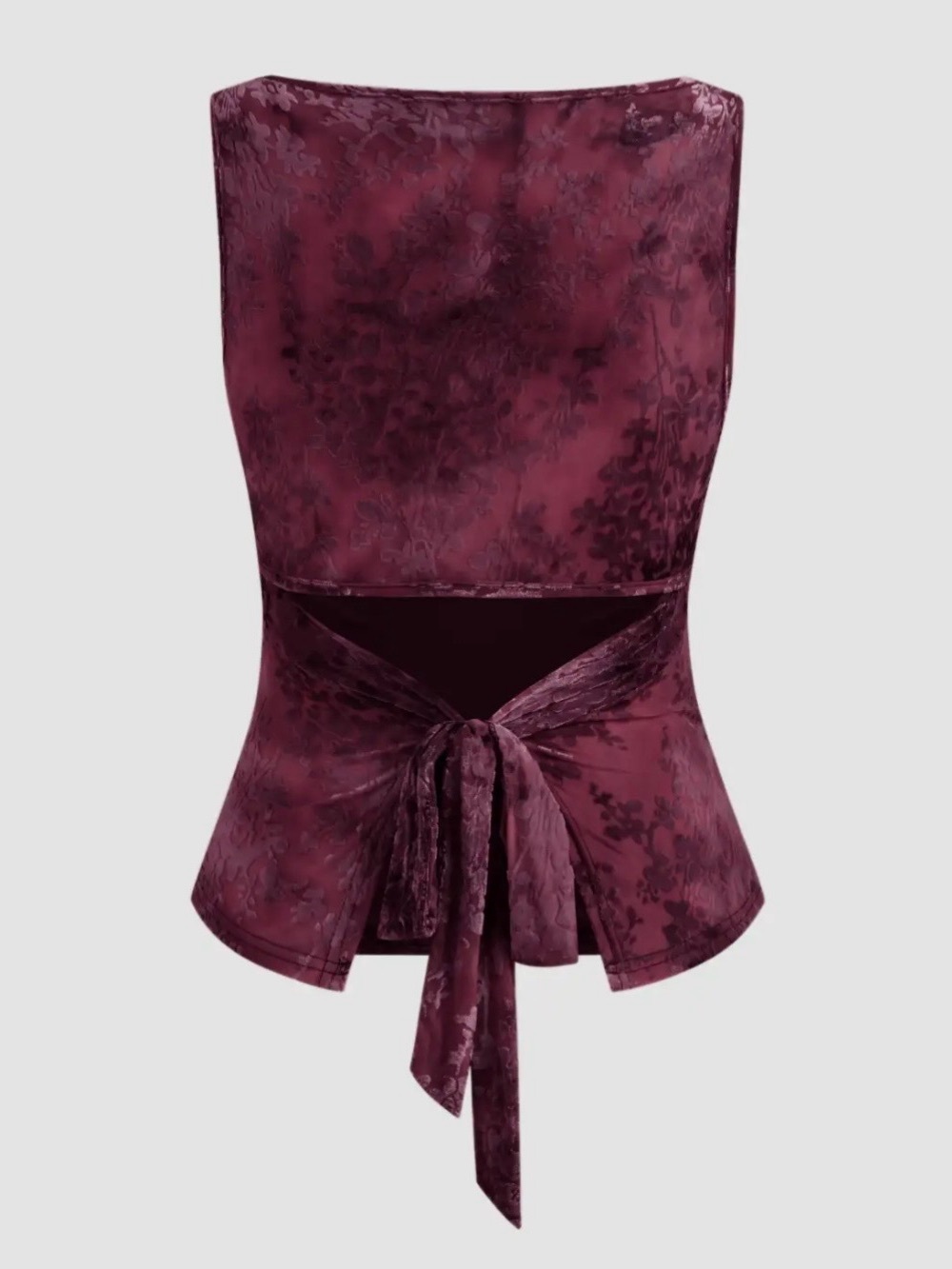 Cider BOAT NECK VELVET FLORAL RUCHED TIE BACK TOP - Picture 3 of 9